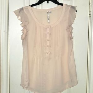 Lauren Conrad Creame Top with Bow Tie snaps, Size L